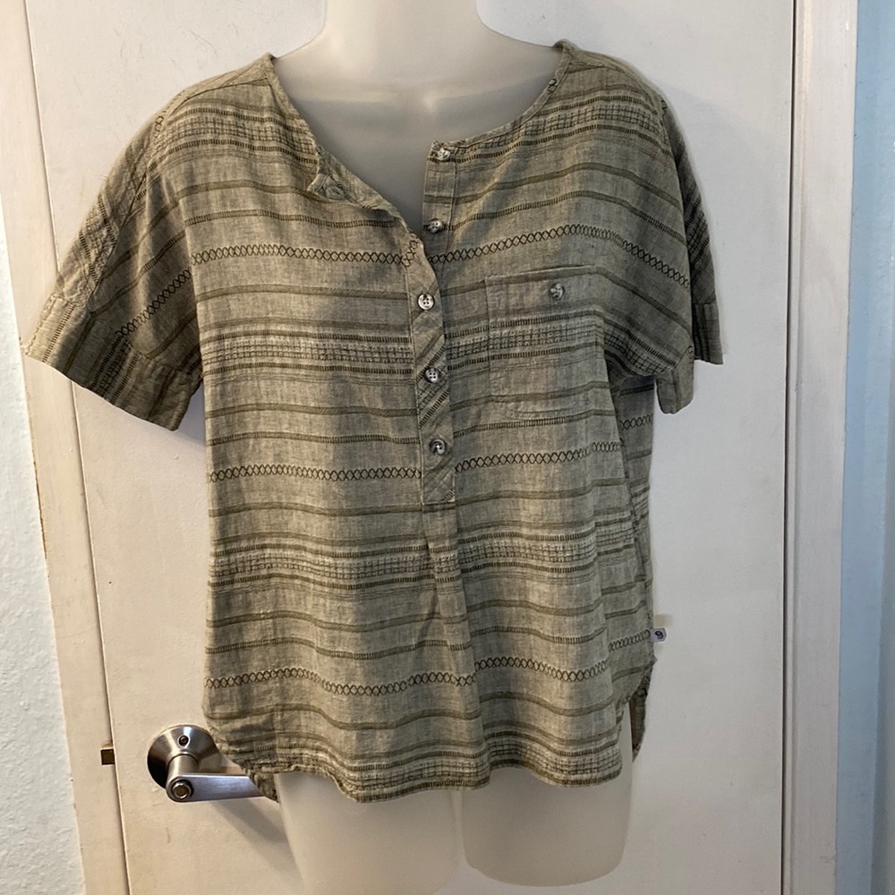 Mountain Hard Wear Linen Blend Half Button-down Blouse Size S